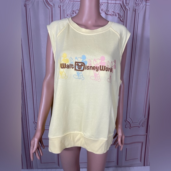 Disney mickey mouse ice cream summer sleeveless cropped yellow tank top 2X 3X - Picture 1 of 12